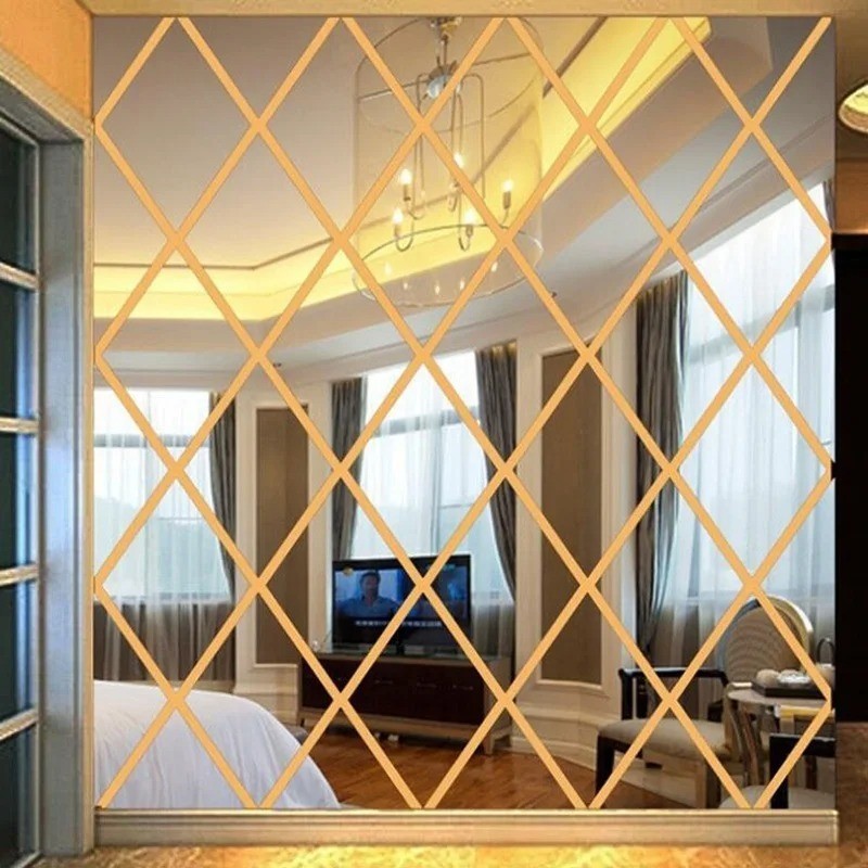 DIY Acrylic 3D Triangle Mirror Wall Stickers Self Adhesive Diamond Home Decor