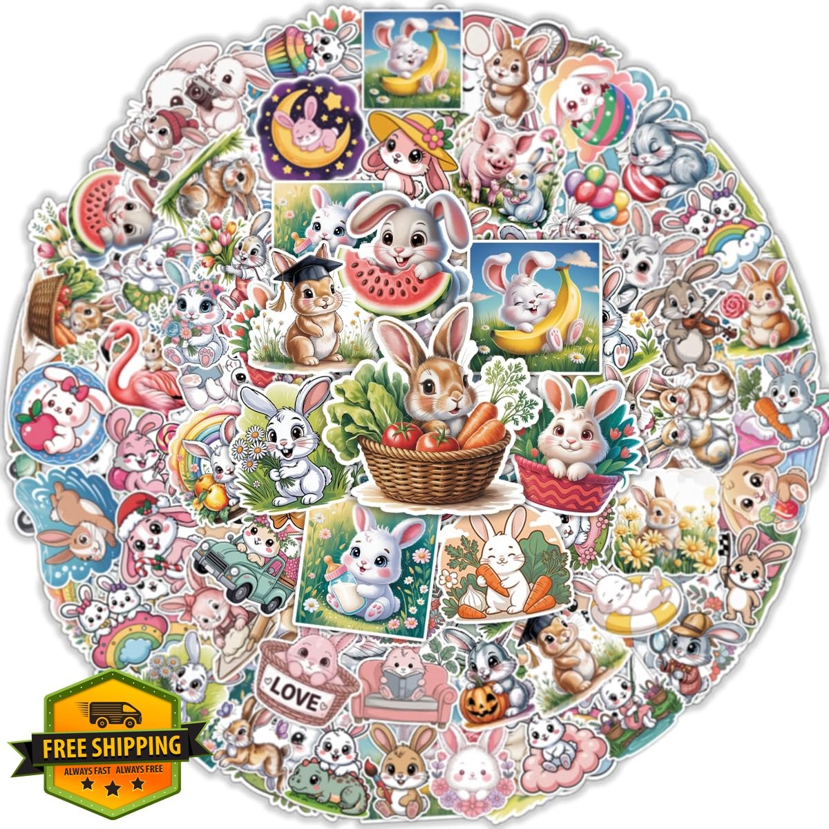 Generic 64Pcs bunny stickers vinyl