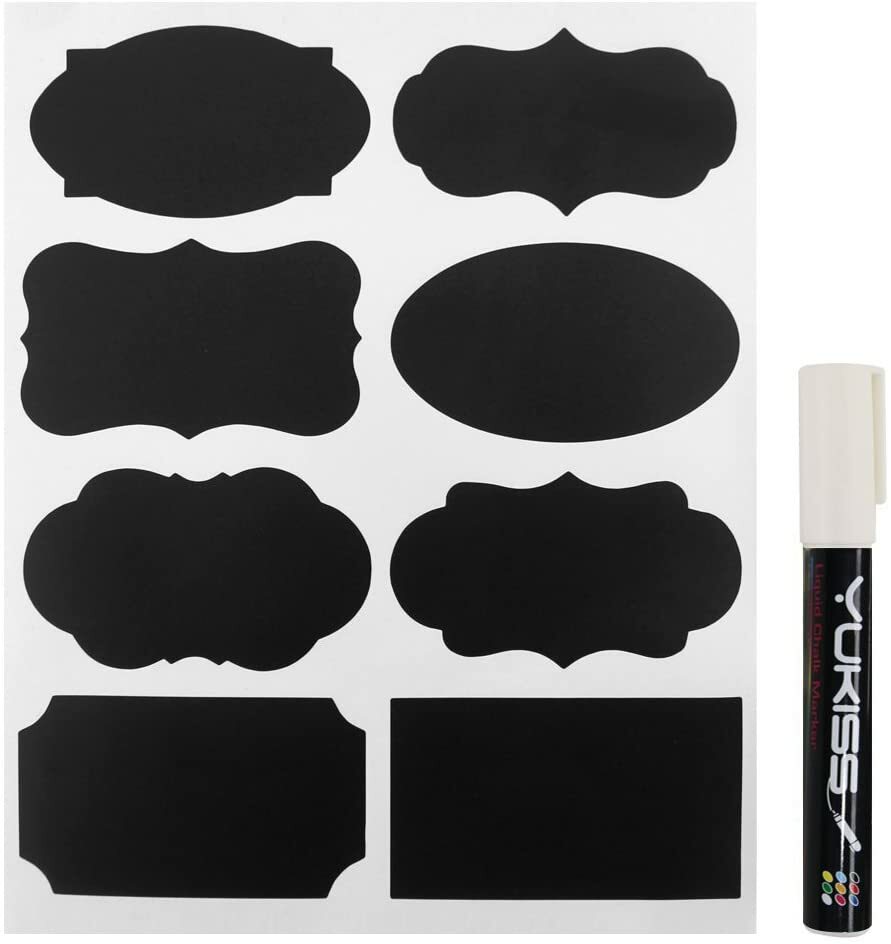 54 Reusable Chalkboard Labels with White Chalk Pen Included