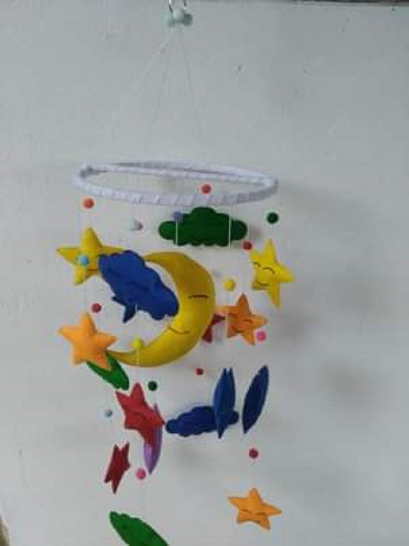 HANDMADE FELT MACRAME BABY COT MOBILE WALL HANGING BABY ROOM Nursery 3D Decorr