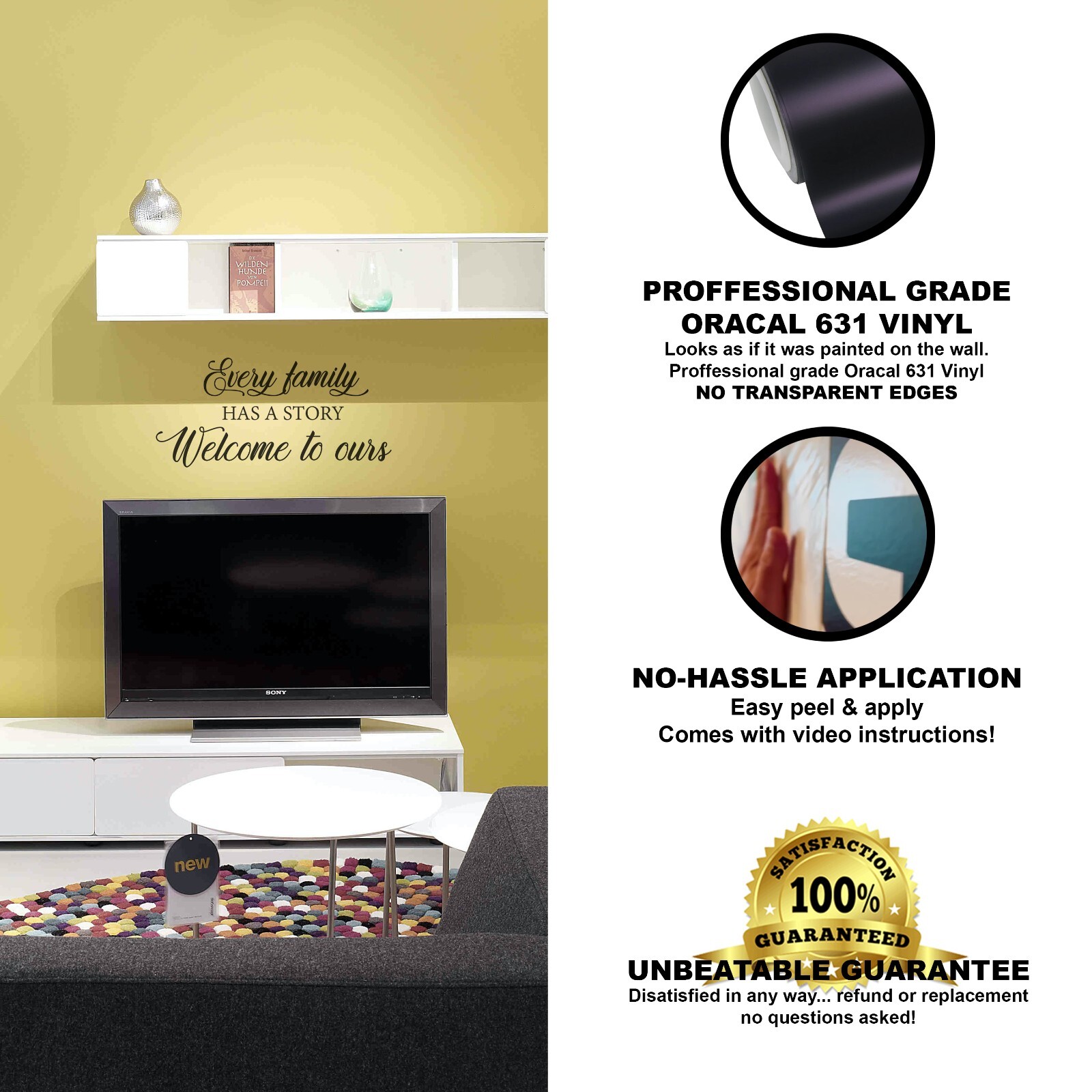 Every Family has a story Welcome to Ours Family Wall Decal Sticker Quote