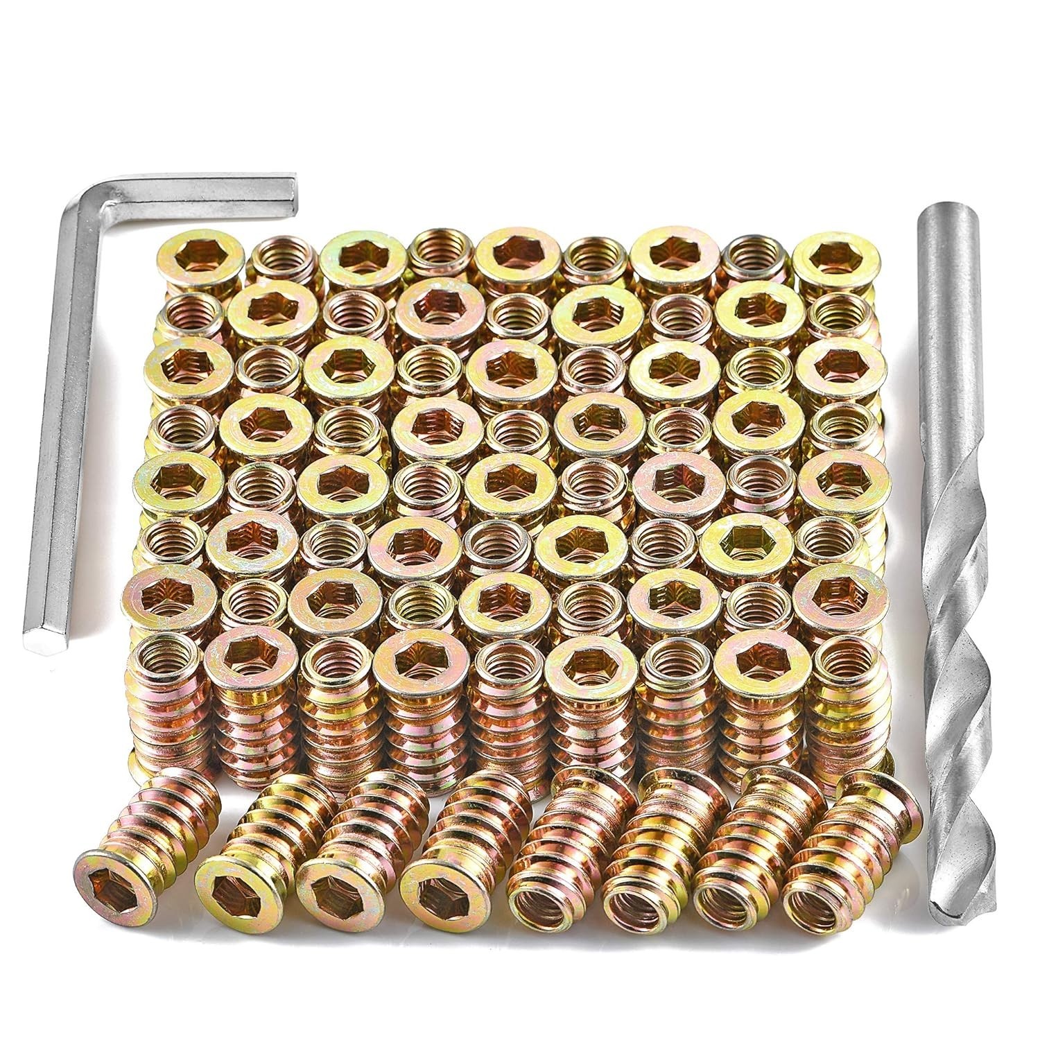 PGMJ 200 Pcs Threaded Inserts for Wood – One Size, 200 1/4"-20 x 20mm