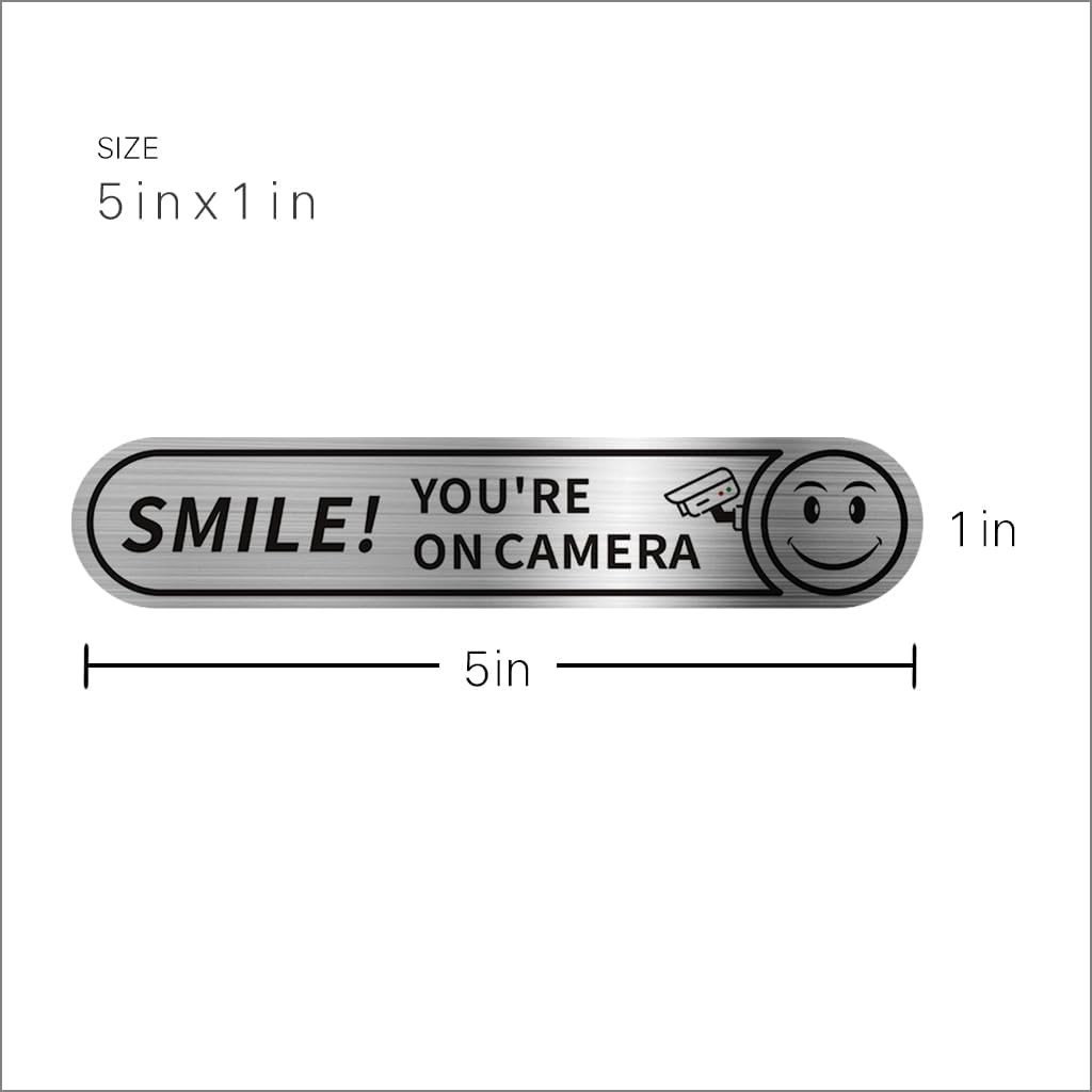 8 pieces Smile You're On Camera Stickers for Cars, Brushed Silver 24 Hour Vid…