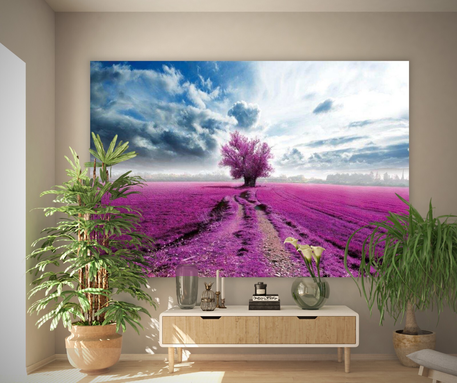 Boho Display Wall Art Decor; Bohemian Lavender Fields Large Bedroom Artwork