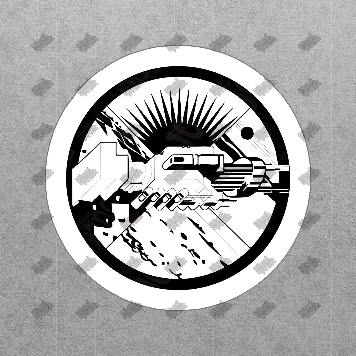 Retro Sci Fi Handshake Vinyl Sticker Space Themed Decal for Laptops, #961077