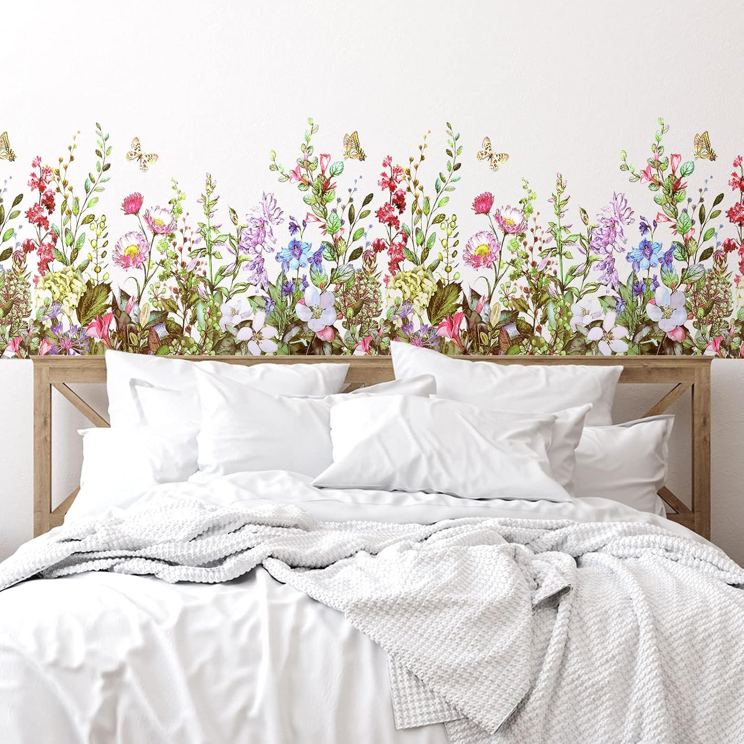 Flower Wall Decals Floral Butterfly Wall Stickers Wildflower Greenery W…