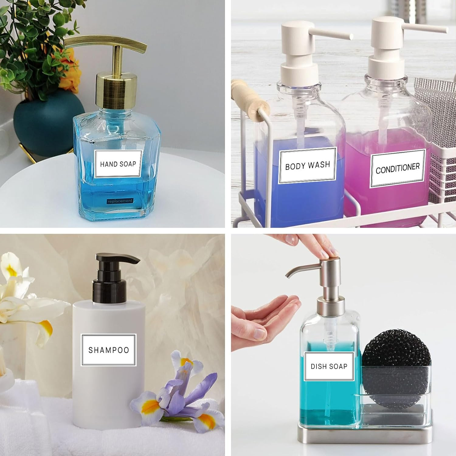 32PCS Bathroom Labels for Organizing with DIY Blank Labels,Hand Soap Dispenser L