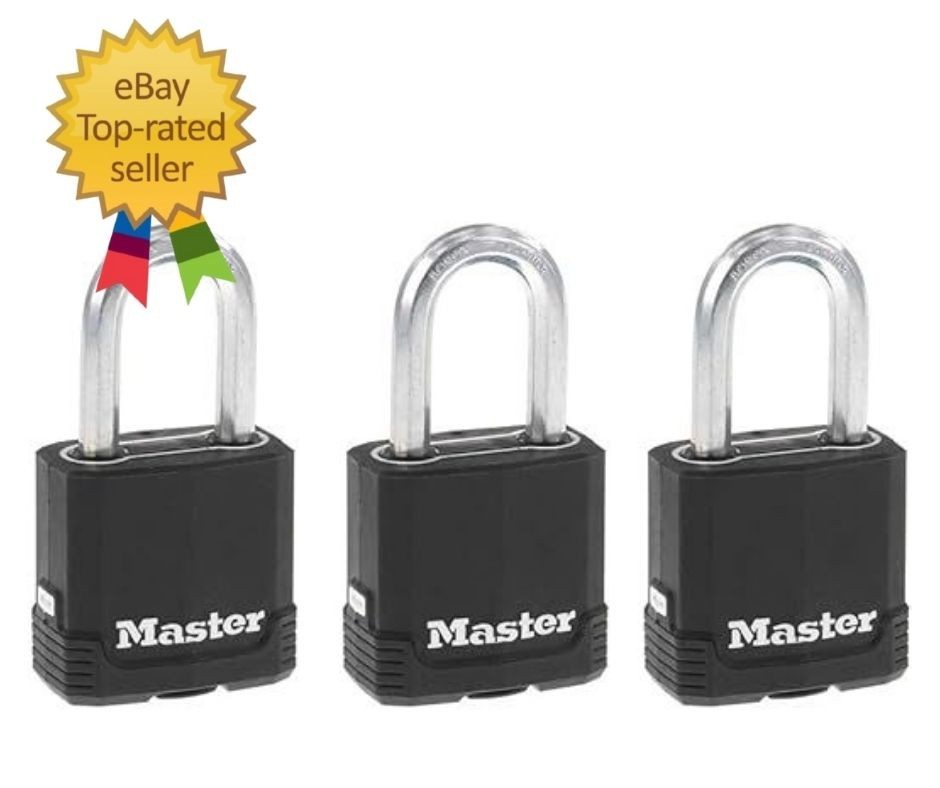 Master Lock Black Magnum Keyed-Alike Padlocks with 3 Pack, and Silver