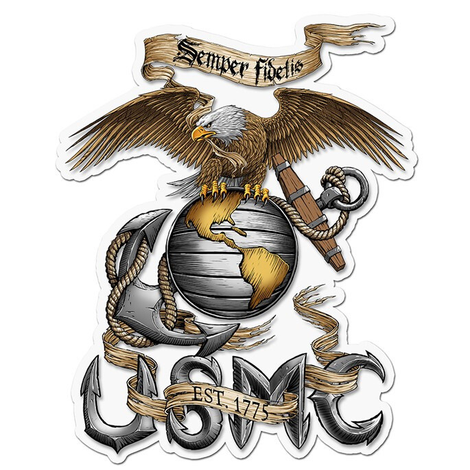 USMC Semper Fidelis Vinyl Decal 4" – Marine Corps EGA Window Sticker