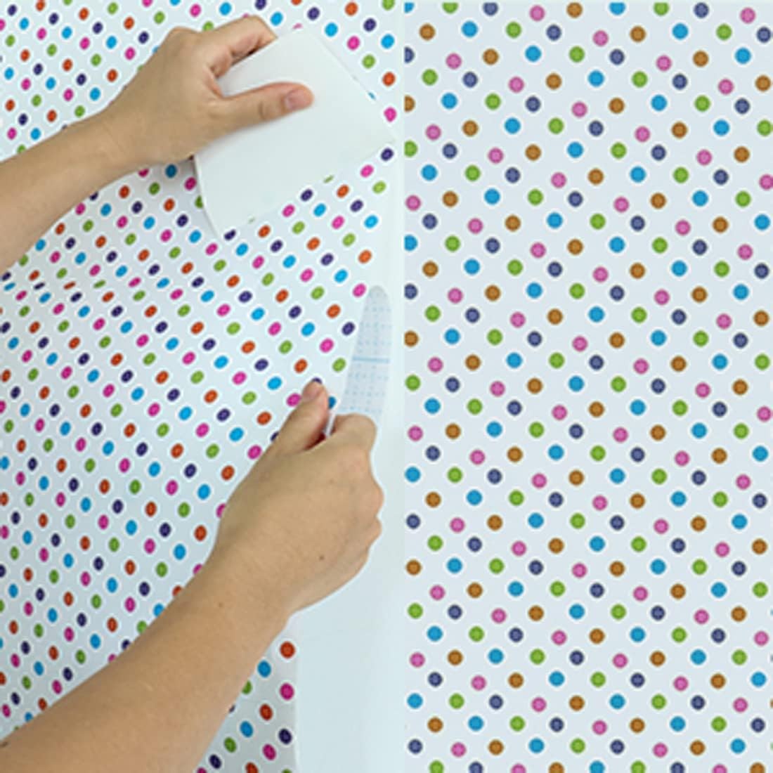 Colorful Dots Contact Paper Peel and Stick Polka Dot Wallpaper 17.7" x 117" Deco