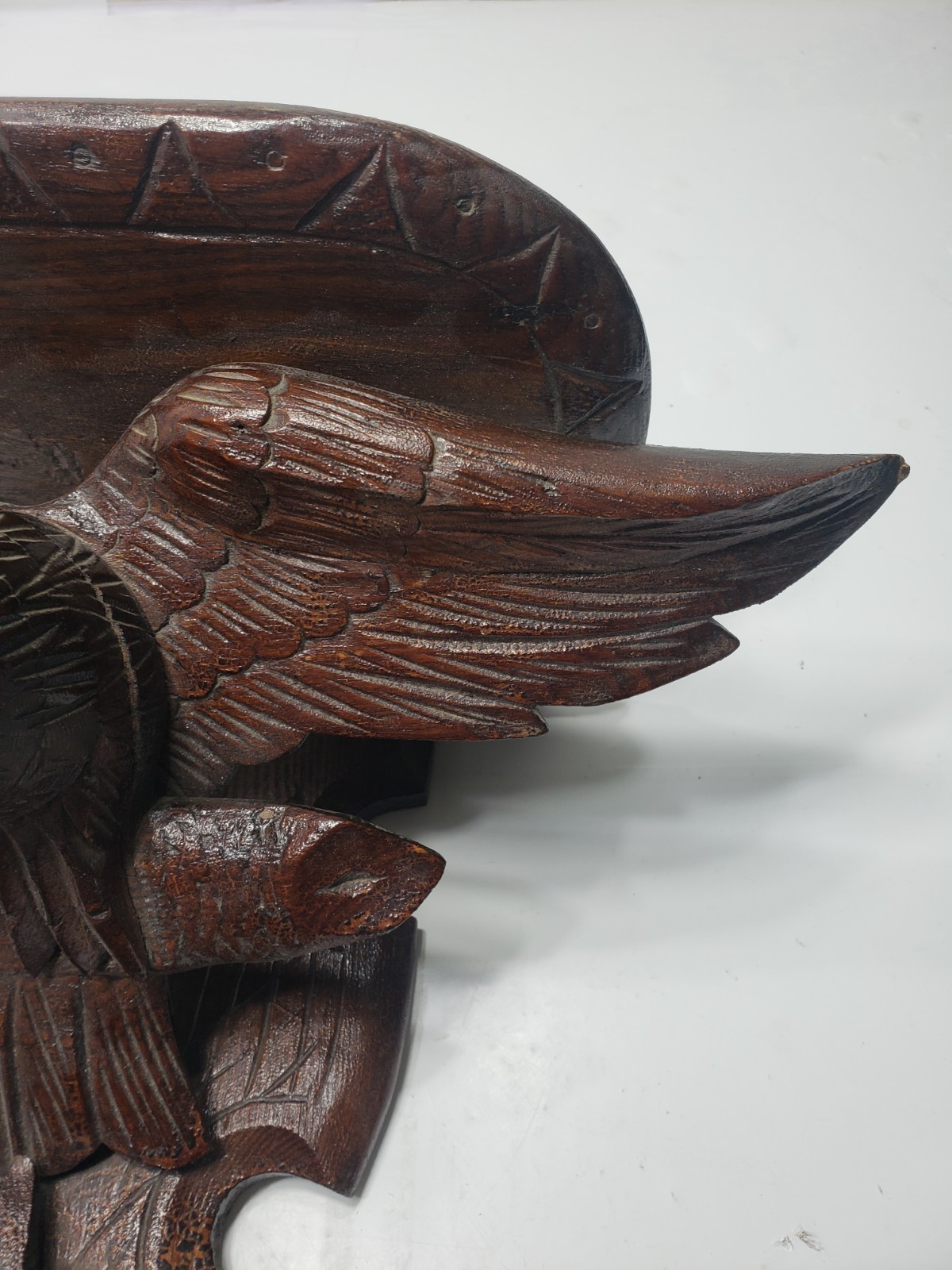 Antique Mid-Late 19th Century Black Forest Carved American Eagle Wall Shelf