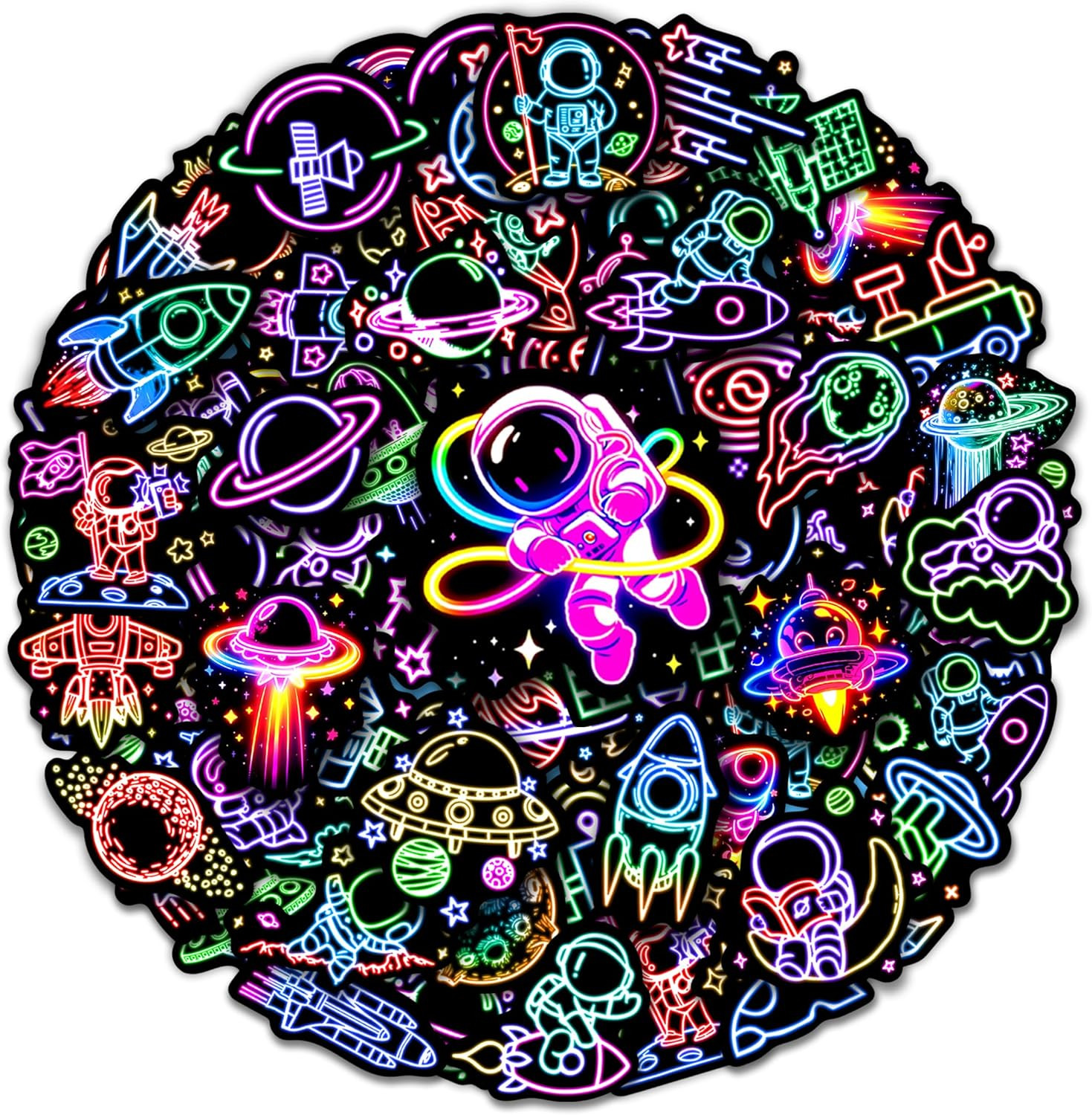 51 Pcs Neon Game Stickers for Kids Glow in the Dark, Gamer Inspirational Sticker