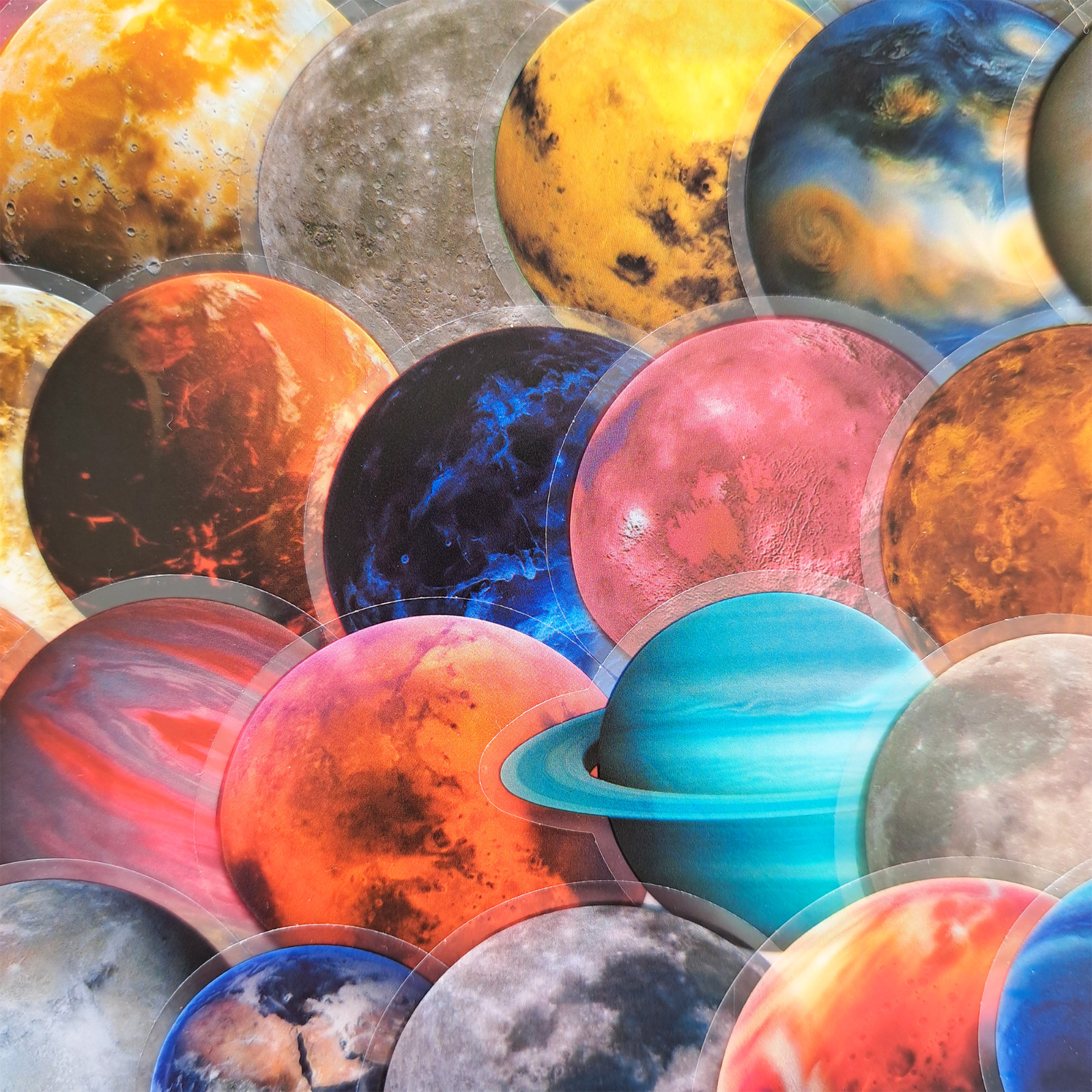 50 PCS Solar System Planets Sticker Pack Transparent Space Galaxy Astronomy