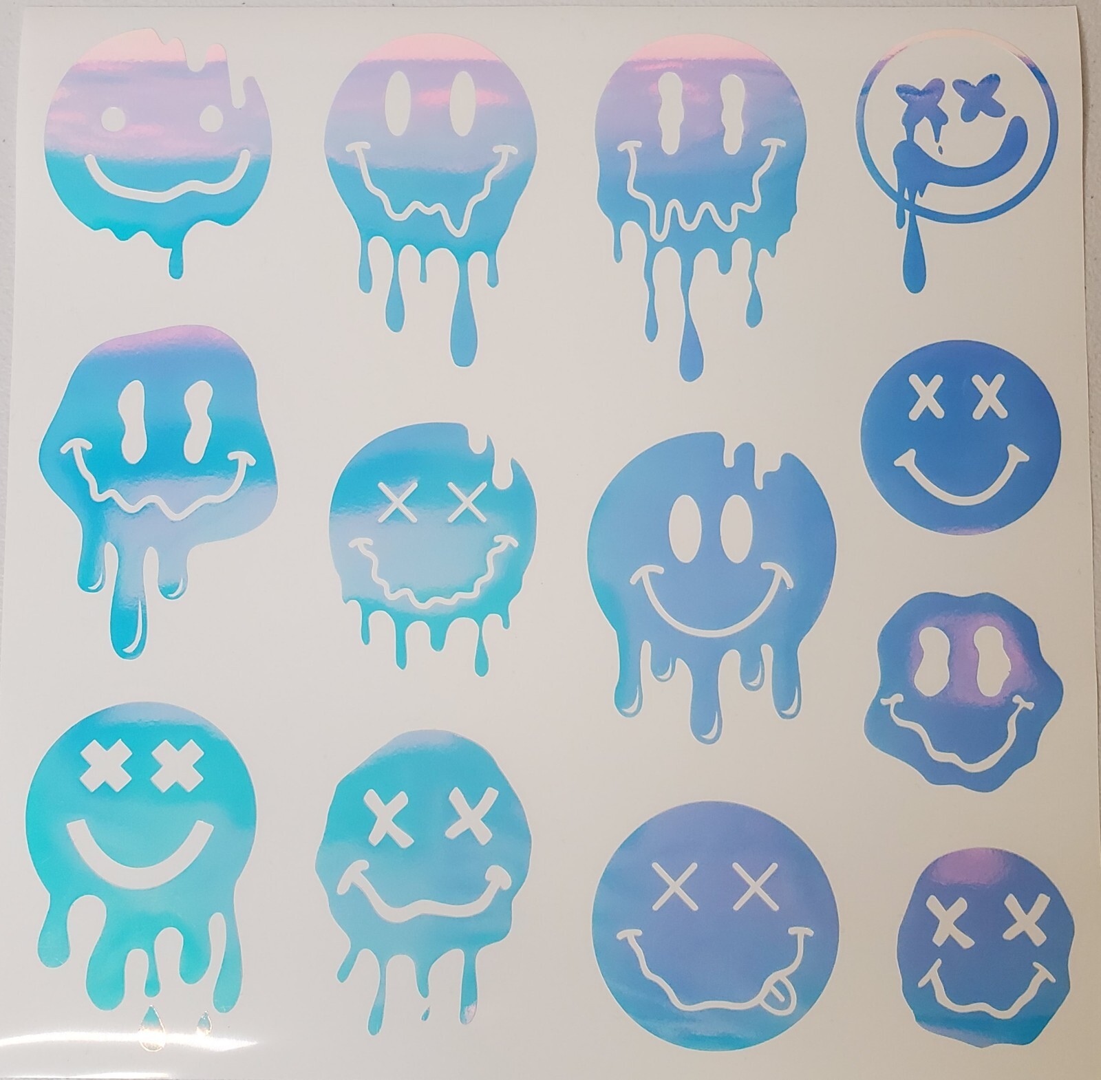 Glow In The Dark Vinyl Decal Smiley Face Drip Effect Lit Studio Decor Full Sheet