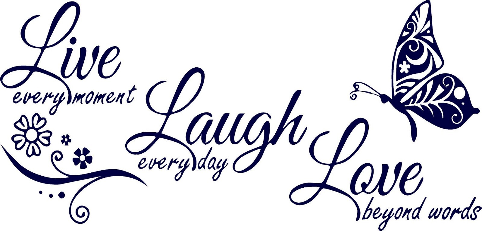 Live Laugh Love with Butterfly Vinyl Decal Home Décor 12" x 25"