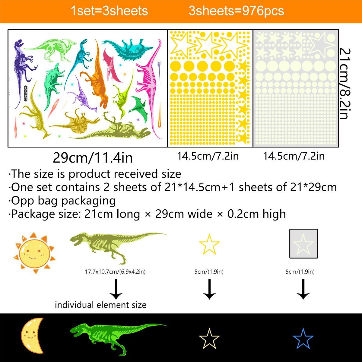 Glow-in-dark Dino Wall Decals – Removable, Luminous, Fun & Easy to Apply