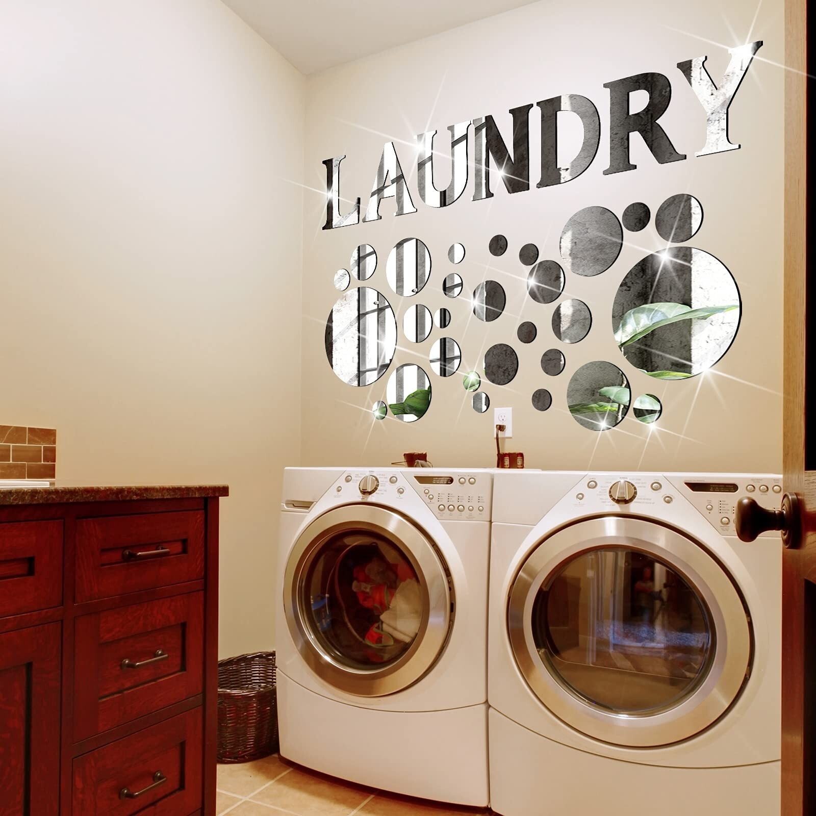 3D Acrylic Mirror Wall Stickers Laundry Room Mirror Wall Decal Circle Mirror …