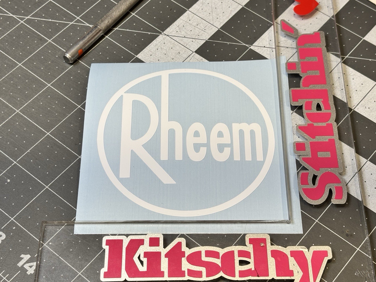 Rheem HVAC Die Cut Vinyl Decal Heating Cooling Plumbing Trades Blue Collar Van 2