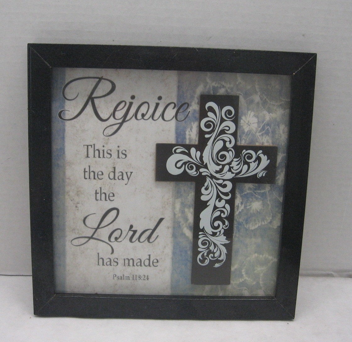 Religious Frame Wall Rejoice Psalm 118:24 This is the Day the Lord Made