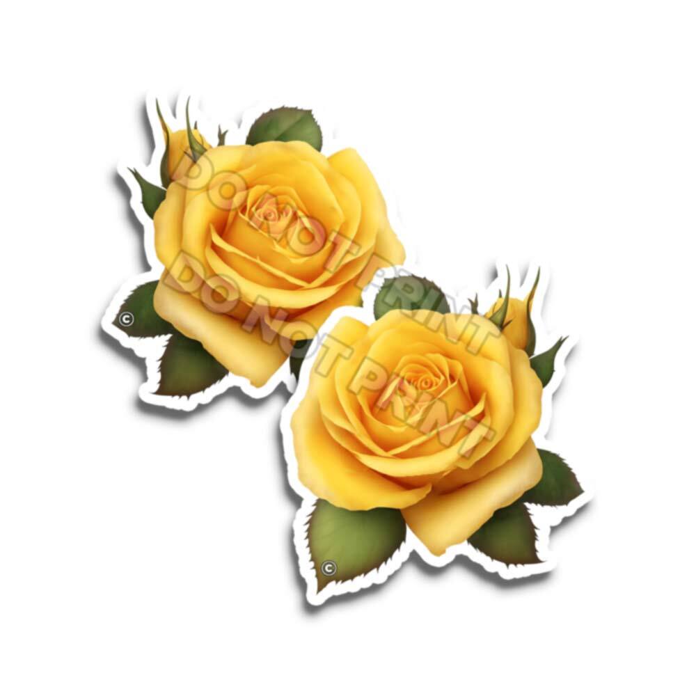Yellow Rose – Flower Stickers Cute Golden Flowery Decals M36753 – Set of 2
