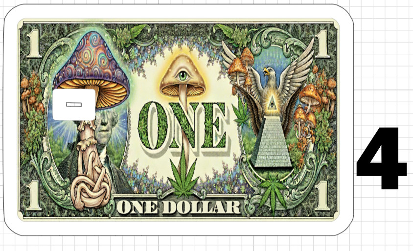 Psychedelic Weed Money Leaf ATM Debit Credit Sticker Skin 420 USA Cannabis Pot