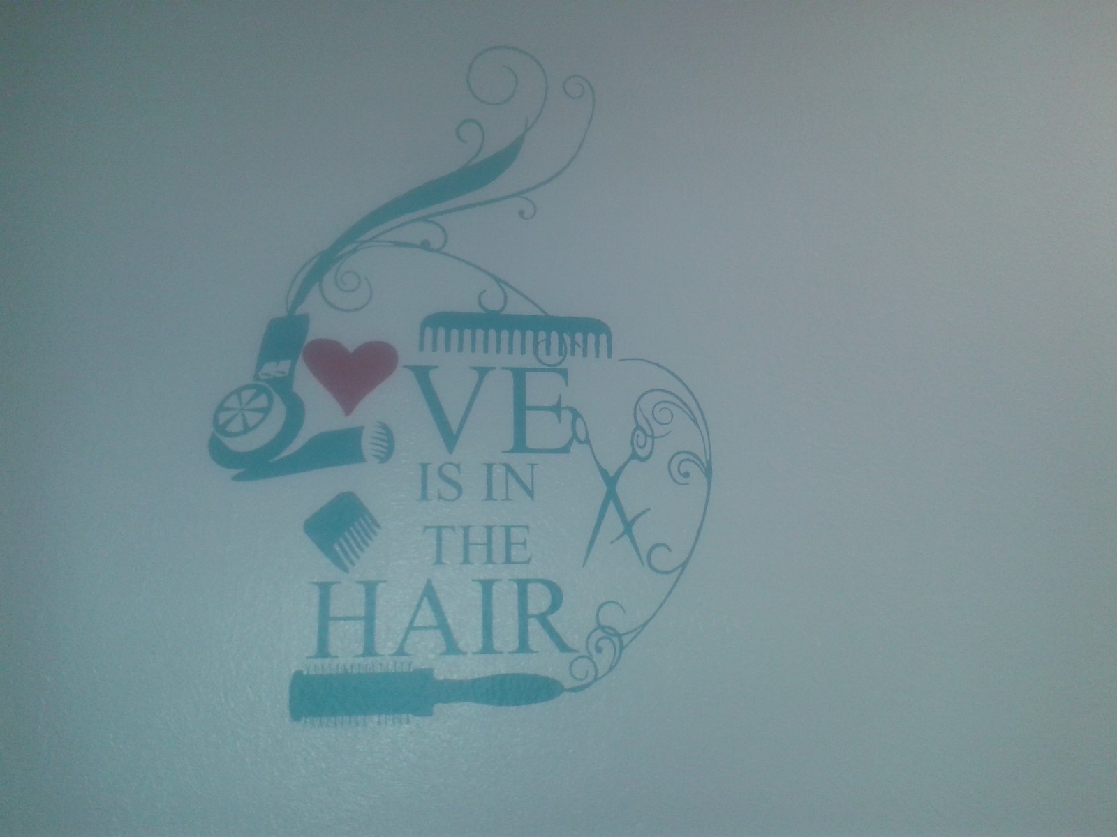 Love is in the Hair decal Hairstylist Beautician Cosmetologist Salon decor wall