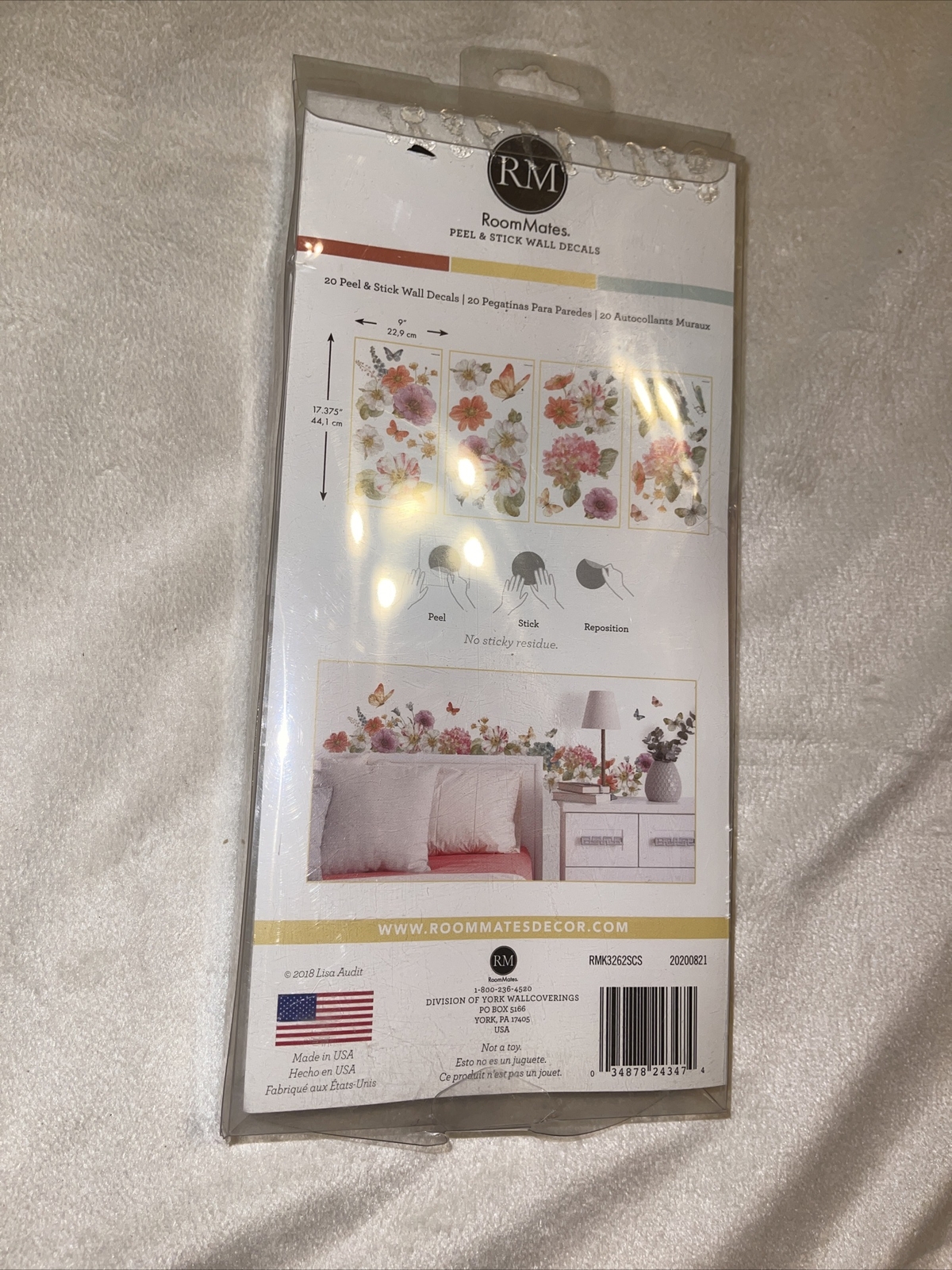 RoomMates RMK3262SCS Lisa Audit Garden Bouquet Peel And Stick Wall Decals ,Multi