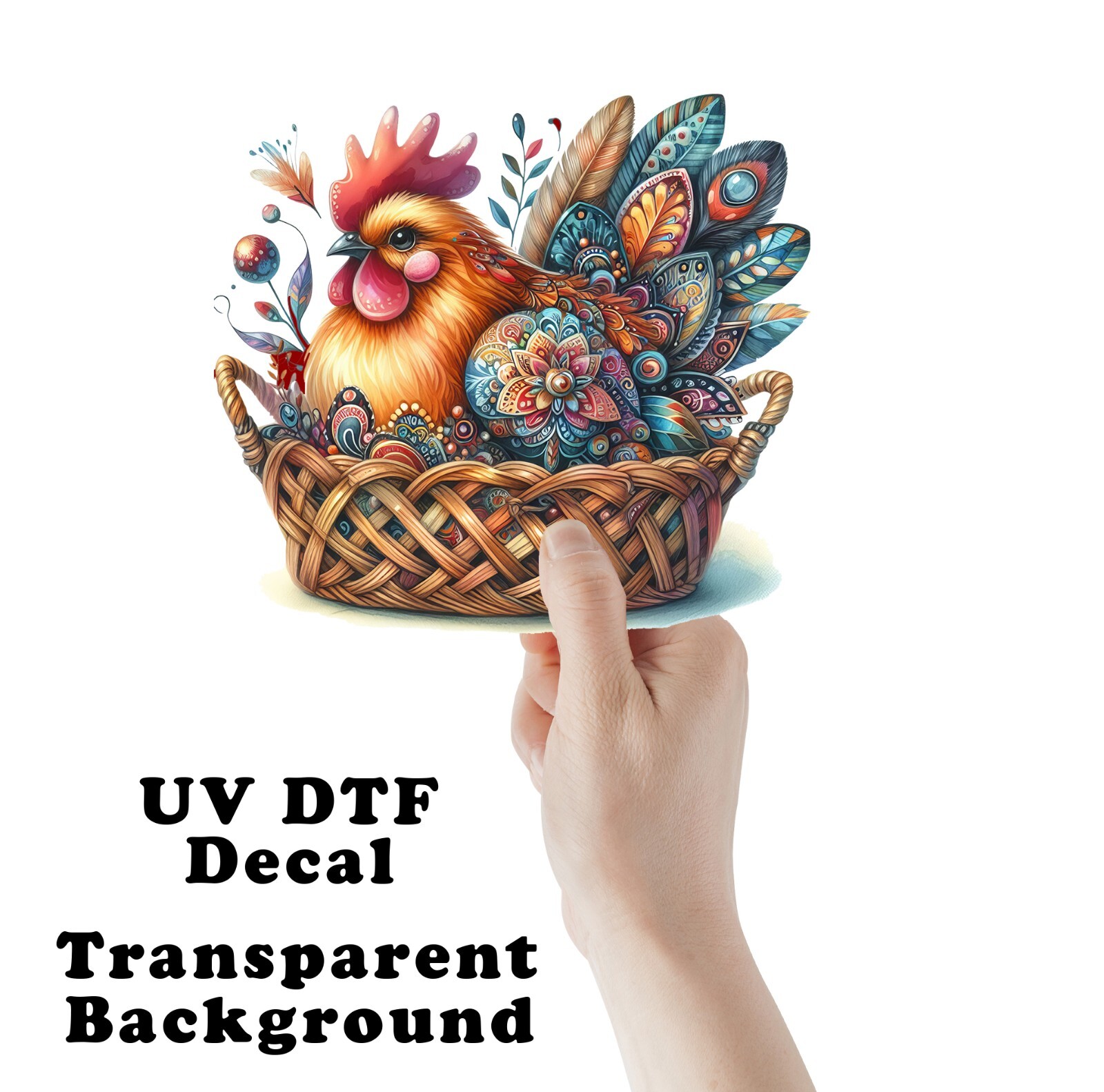 Baby Donkey in Lavender Basket UV DTF Transparent Sticker / Decal
