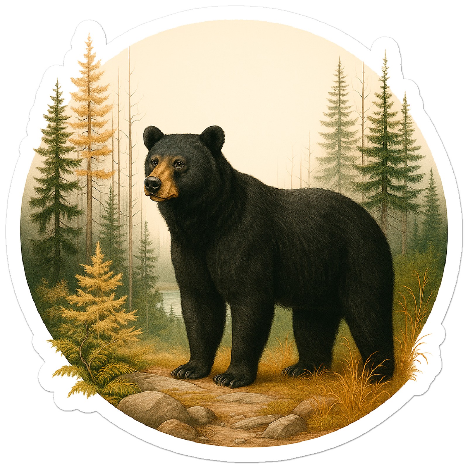Black Bear in Forest – Vinyl Decal Sticker – Car Window Laptop – ebn20033