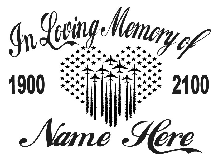 In Loving Memory Of – Airforce Jet Sticker Decal Military Memorial Personalized