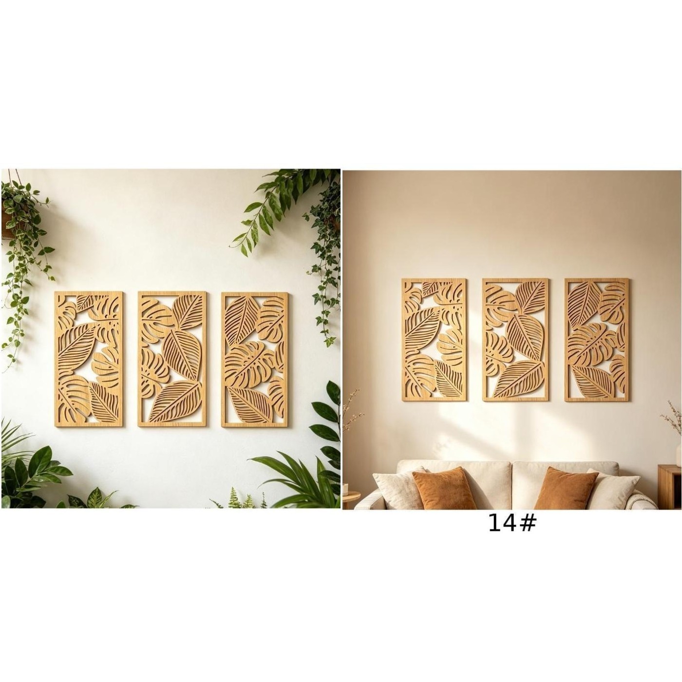 Rustic Hollow Wood Wall Hanging Decor for Bedroom and Living Room Brown Finish