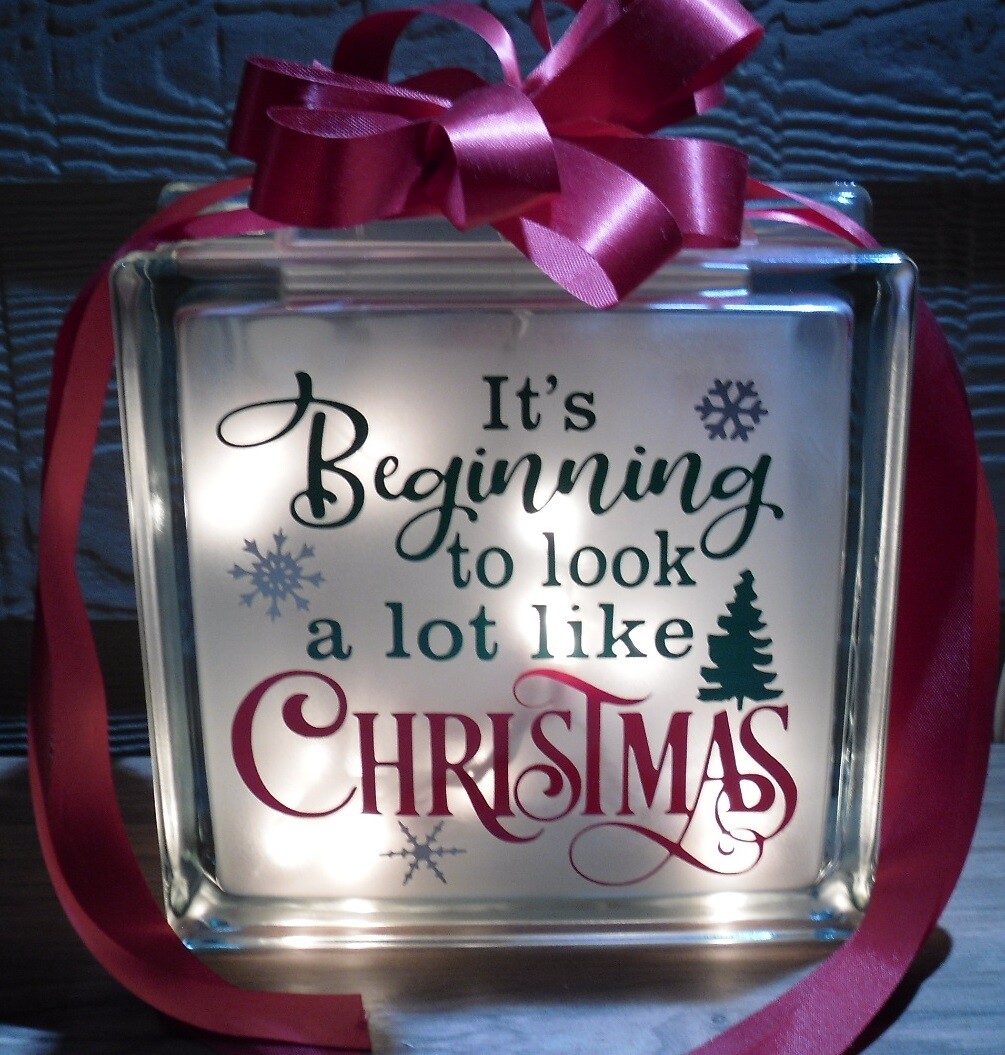 It's beginning to look like Christmas decal sticker for DIY 8" glass block