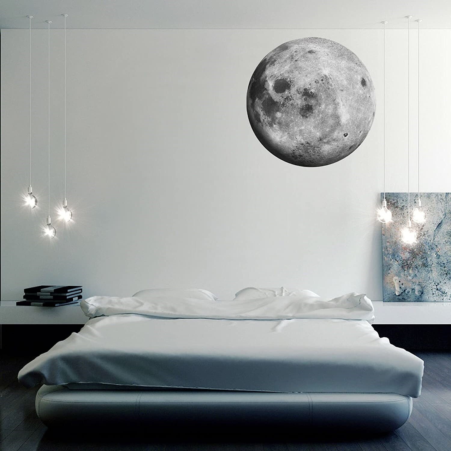 Moon Wall Decal Large Moon Sticker Peel and Stick Bedroom Moon Wall Mural, c22