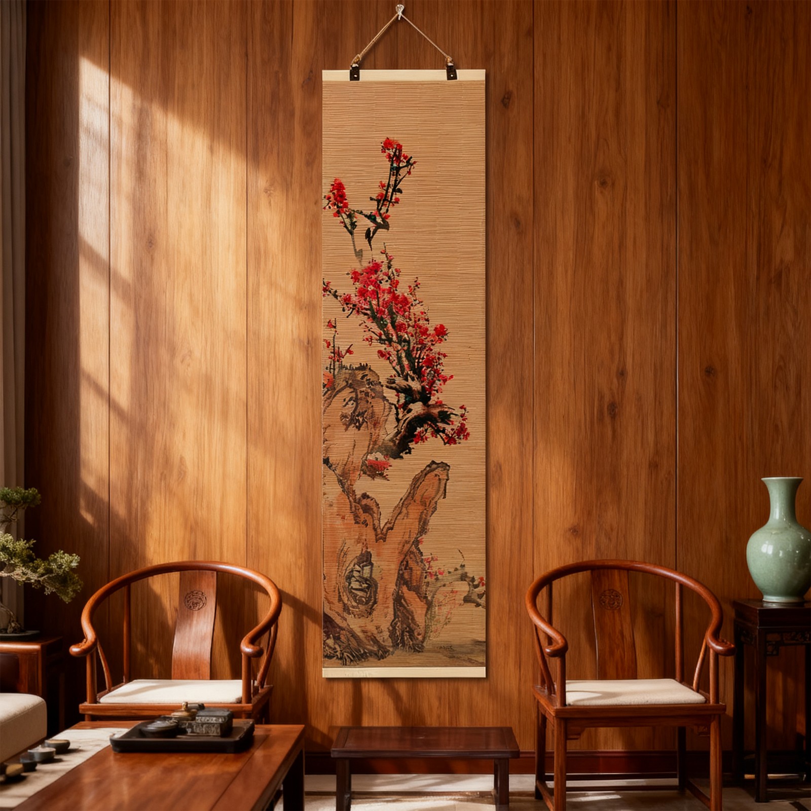 Chinese Traditional Bamboo Scroll Wall Art Orient Home Decor & Cultural Gift