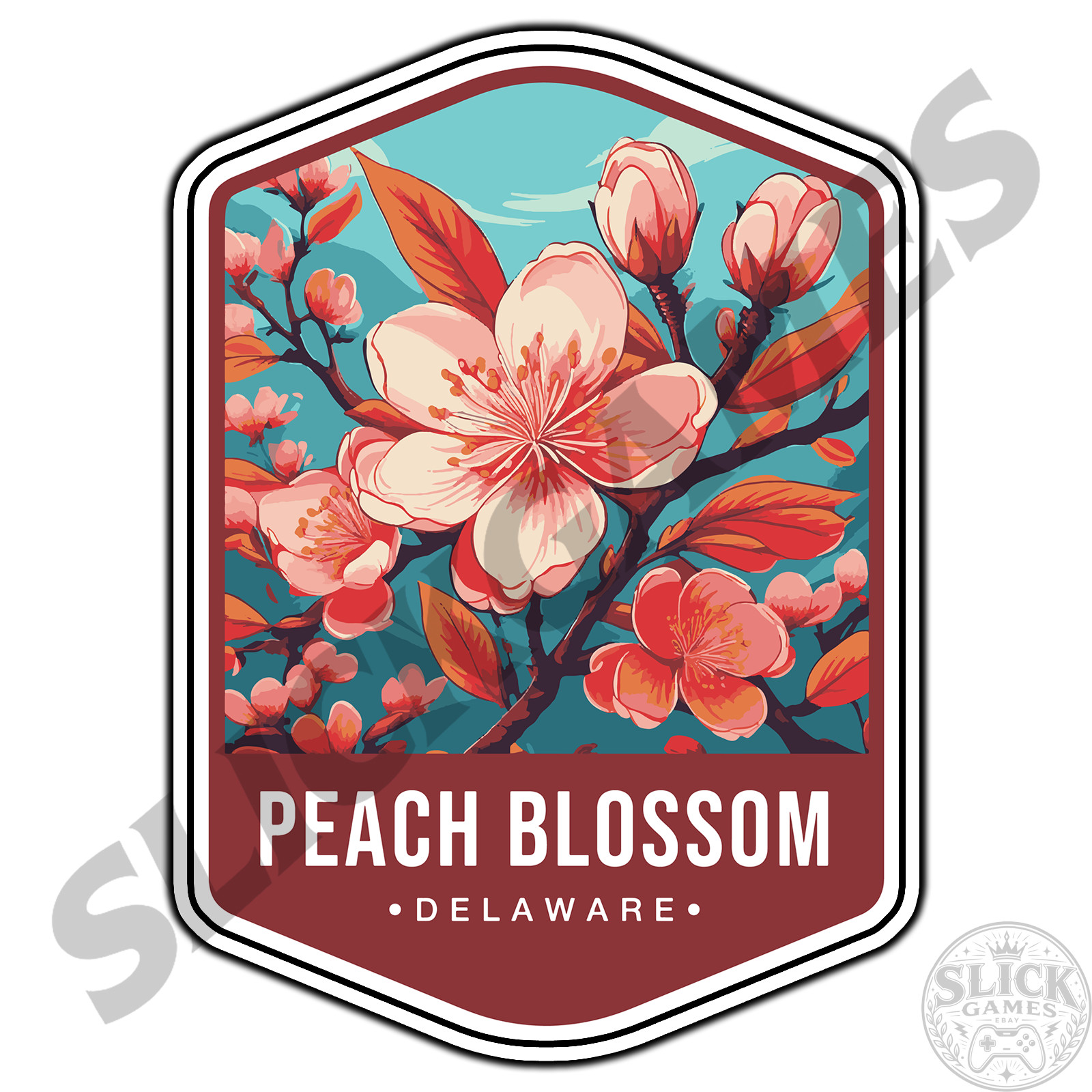 Peach Blossom Delaware State Flower Travel #1 Sticker Waterproof Vinyl Decal DC.