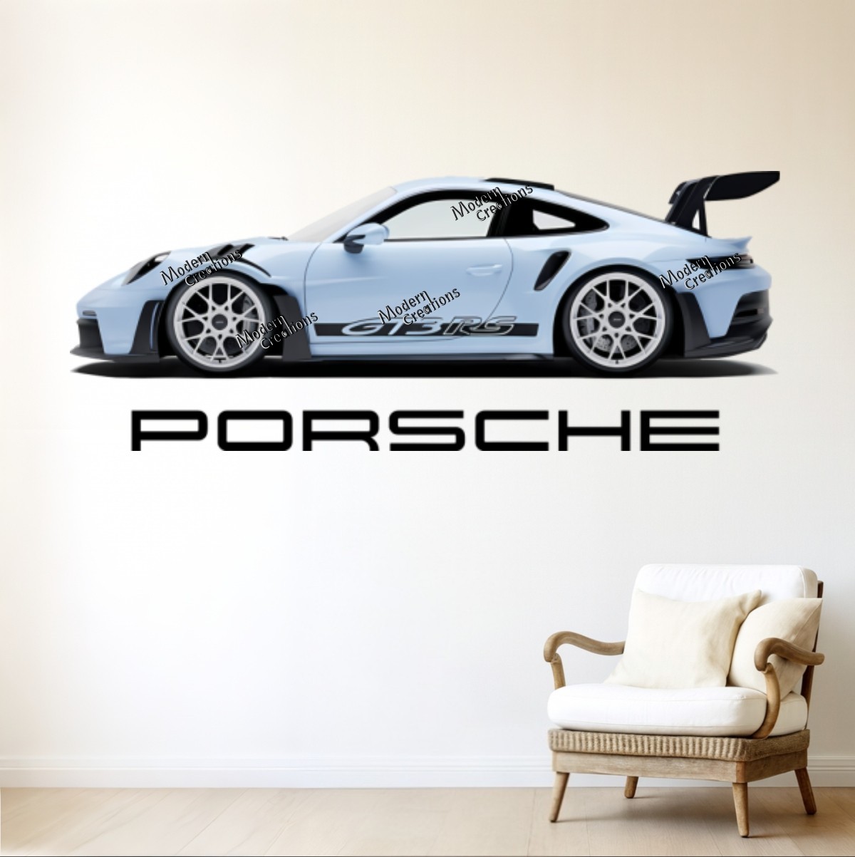 Porsche Sports Car Wall Stickers Room Decor Vinyl Decal Mural Home Art DIY