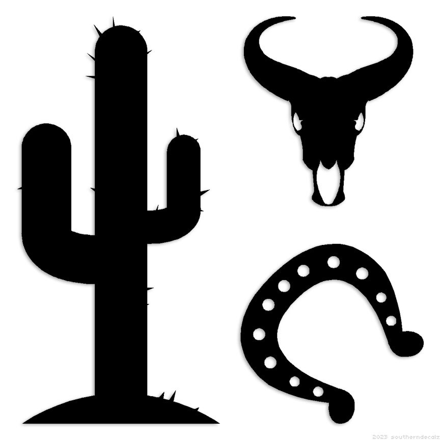 Cactus Horseshoe Skull – Decal Sticker – Multiple Colors & Sizes – ebn7181
