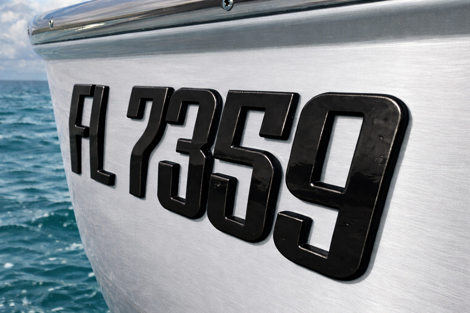 Black Raised 3D Boat Registration Numbers Letters | Marine Grade Emblem