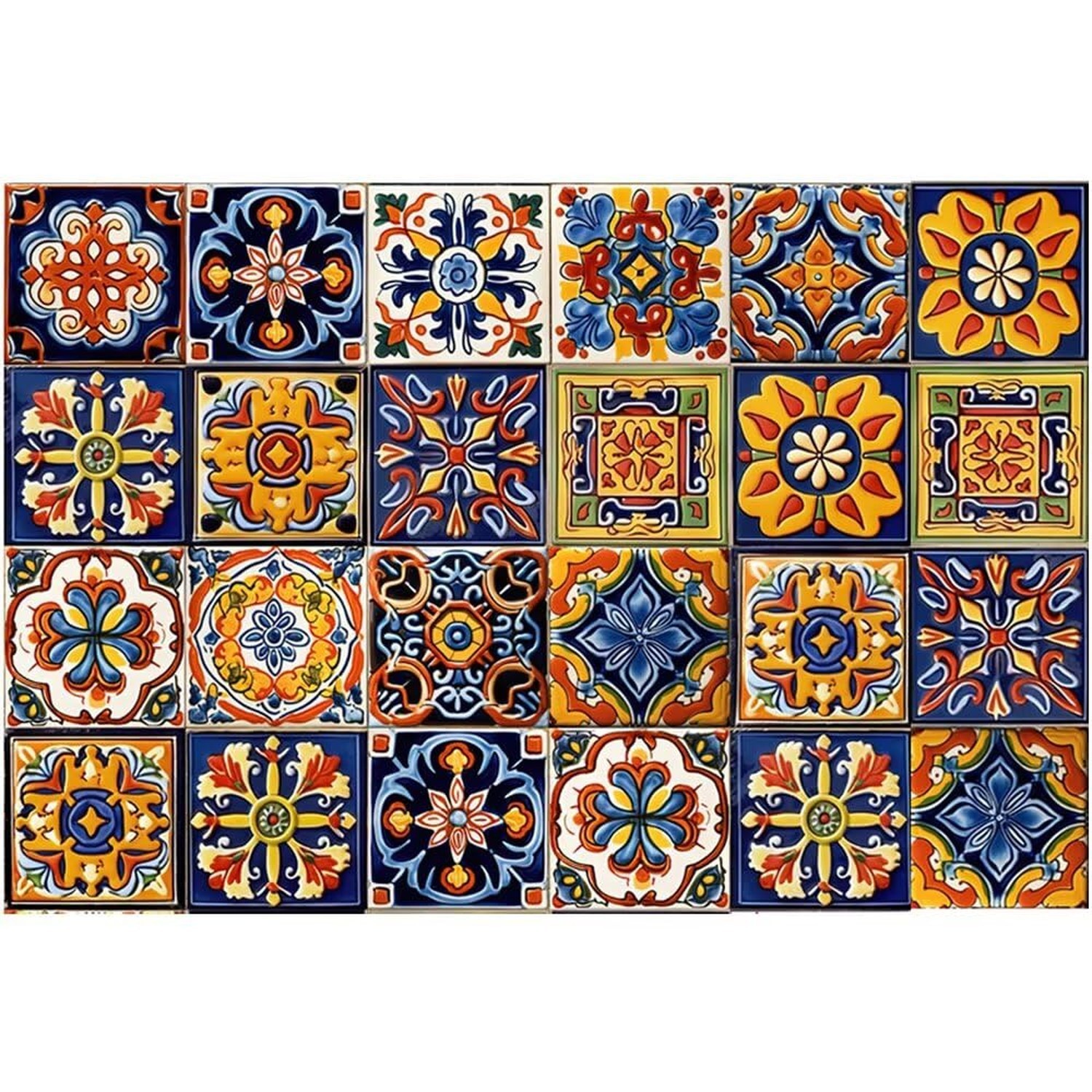 24 PCS Moroccan Boho Tile Stickers Peel and Stick 4×4 Inch, Waterproof Vinyl …