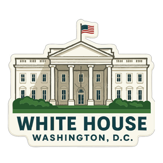 White House Washington DC Sticker Decal Vinyl Die-Cut Symbolic Landmark Design