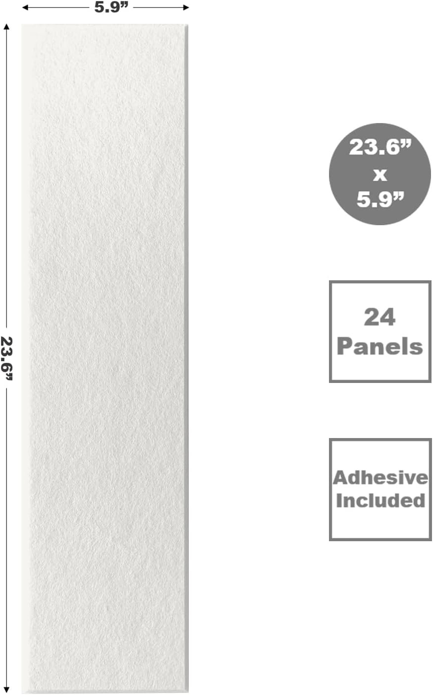 Peel and Stick Shiplap Felt Wall Panels – 24 Pack Warm White Sound Absorbing