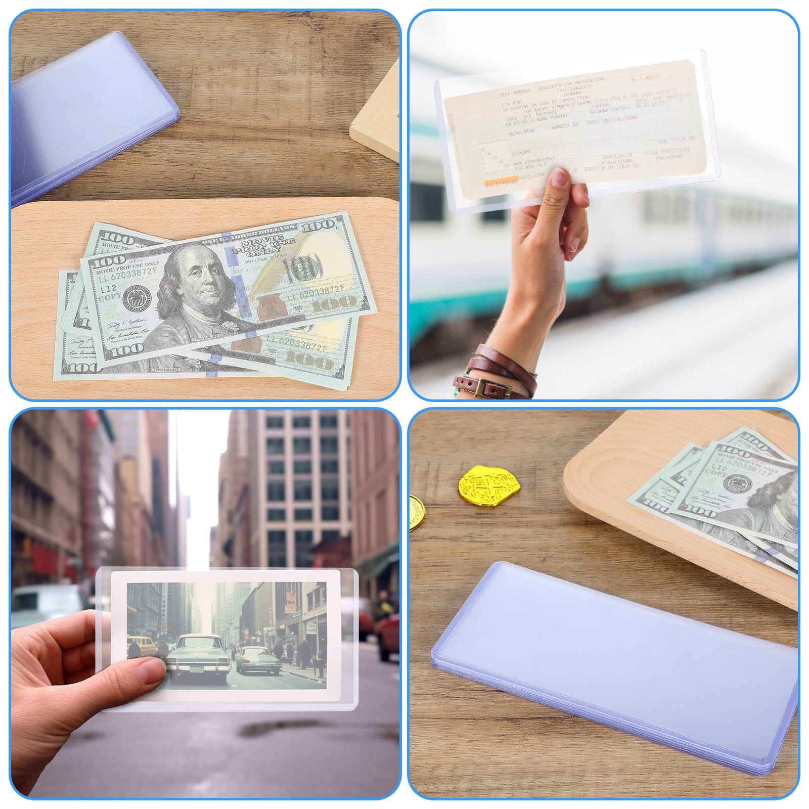 Prasacco 6 Packs Clear Dollar 17.3 x 7.5 cm / 6.81 x 2.95 in, transparent