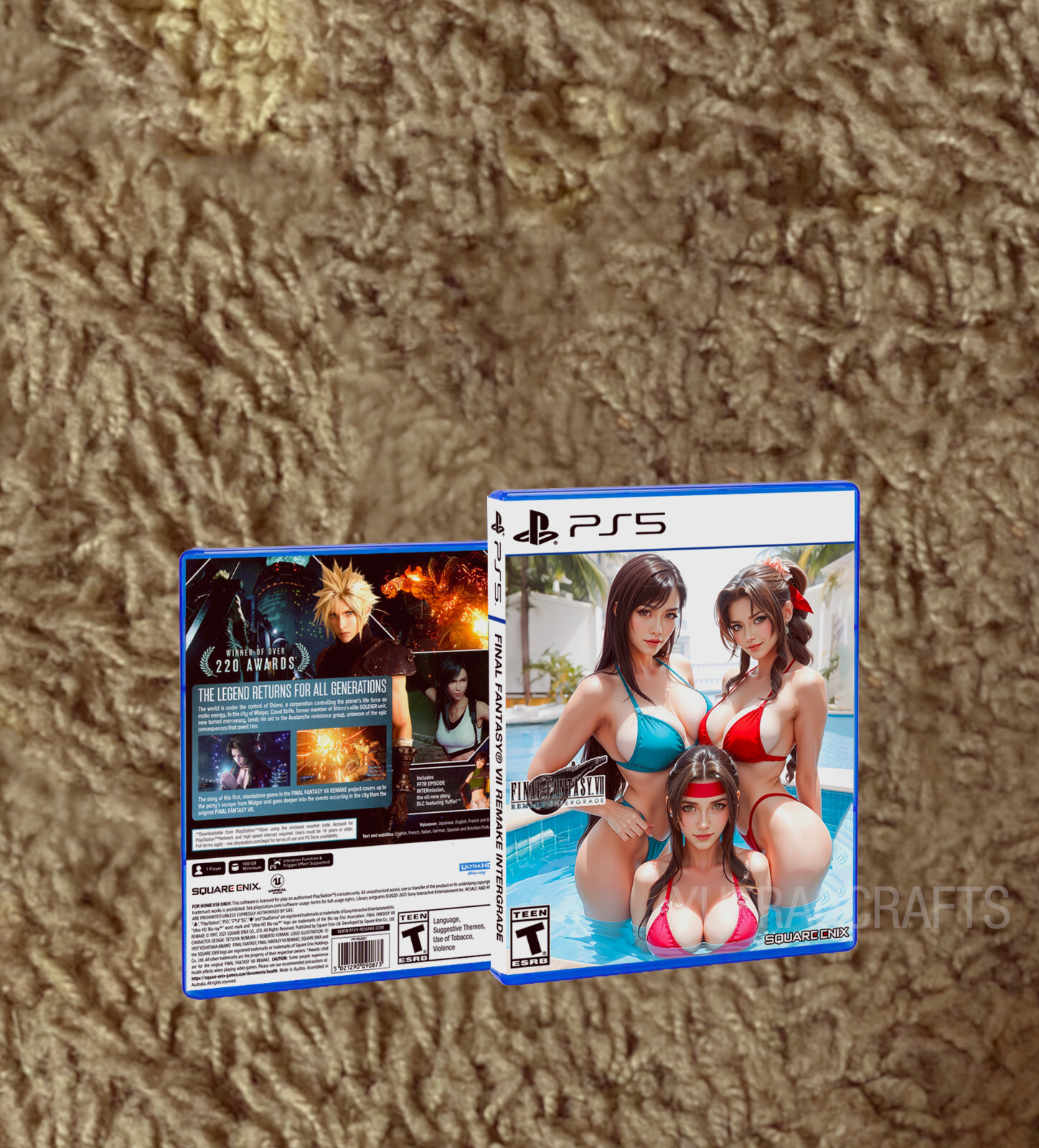 Final Fantasy VII Intergrade, Rebirth, Crisis, PS5 CUSTOM COVER ART & CASE ONLY