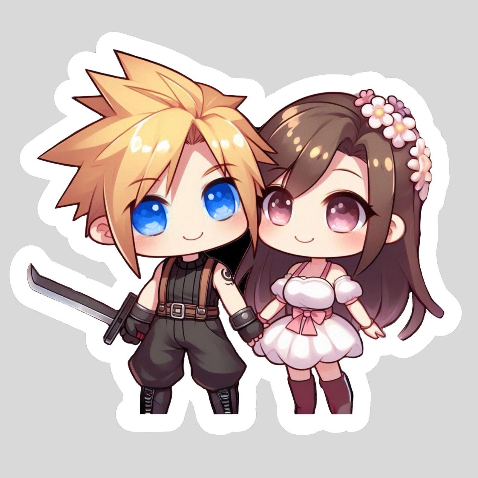Cloud Strife, Tifa Lockhart, Final Fantasy VII, FF7 Cute, Kawaii Vinyl sticker