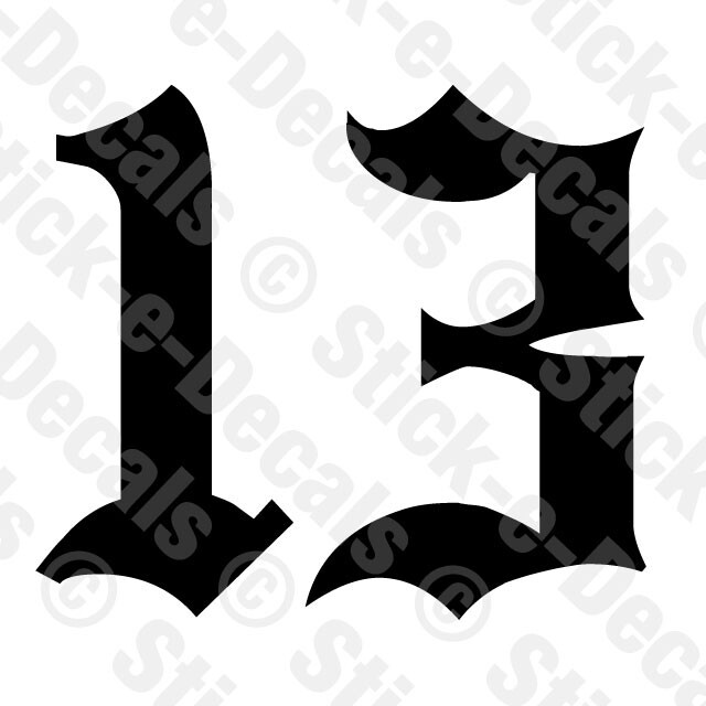 NUMBER 13 DECAL Sticker Outlaw Biker Custom Chopper Motorcycle Gas Tank Art