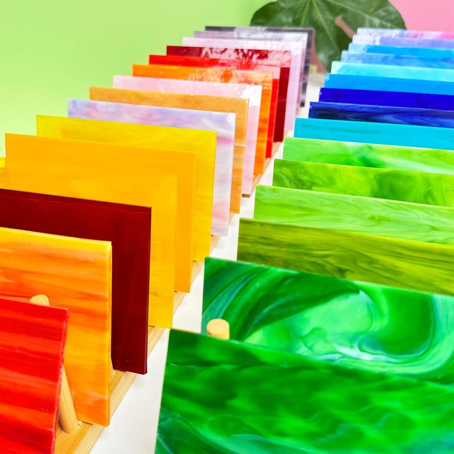 36 Sheets Vibrant Stained Glass Sheets Variety Pack, 6 X 4 Inch Stained Glass Su