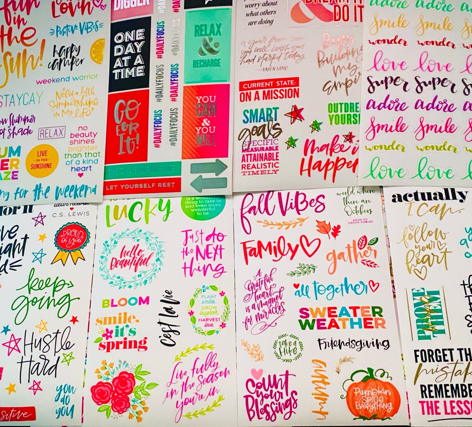 15 Sticker Sheets, Fun Funky Motivational Quotes all Ages, School Rewards Party