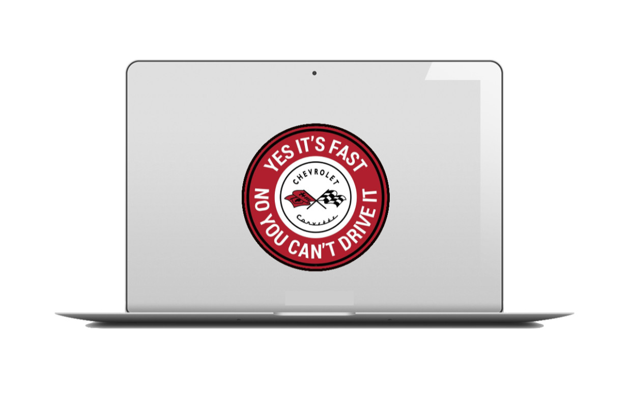Car Classics "Fast Corvette" – 4" Handcrafted Vinyl Decal Cooler Vehicle Laptop