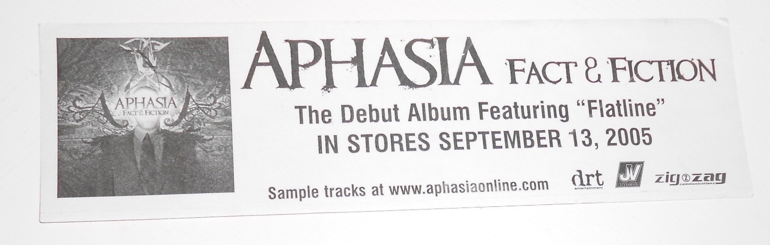 Aphasia Bumper Sticker Original Promo 7×2