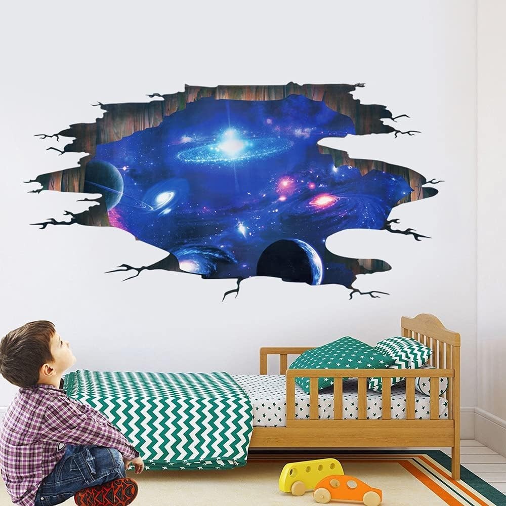 Educational 3D Galaxy Wall Art – Removable Cosmic Decals for Kids' Imagination